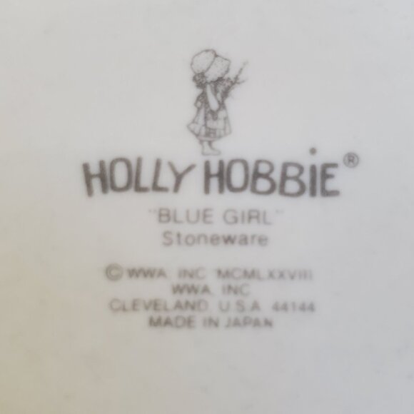 Vintage Holly Hobbie Trinket Box Blue Girl Heart Shaped Stoneware Japan 1978 - Picture 3 of 7